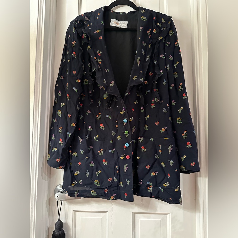 Floral Ruffle Front Blazer